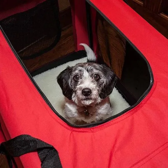 PET LIFE 'Deluxe 360° Vista View' Zippered Pet Dog Crate House Carrier